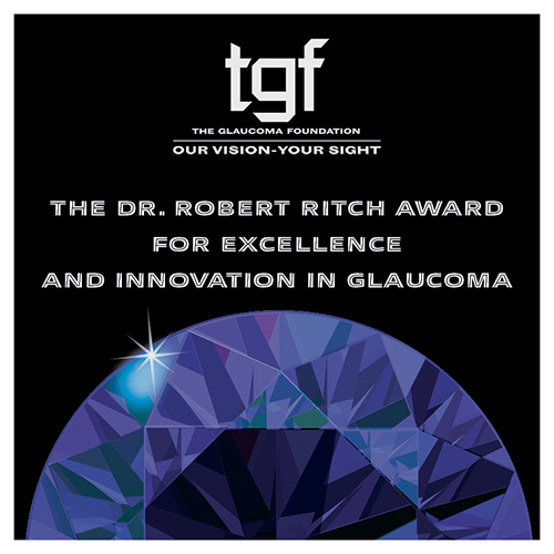 A graphic showing a jewel and a headline for the Dr. Robert Ritch Award for Excellence and Innovation in Glaucoma