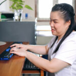 Blind woman working